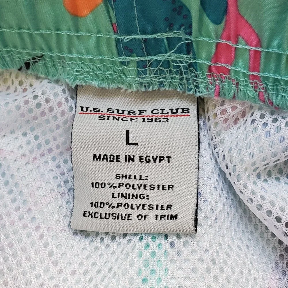U.S. Surf Club Men's Fish Print Swim Trunks Size L